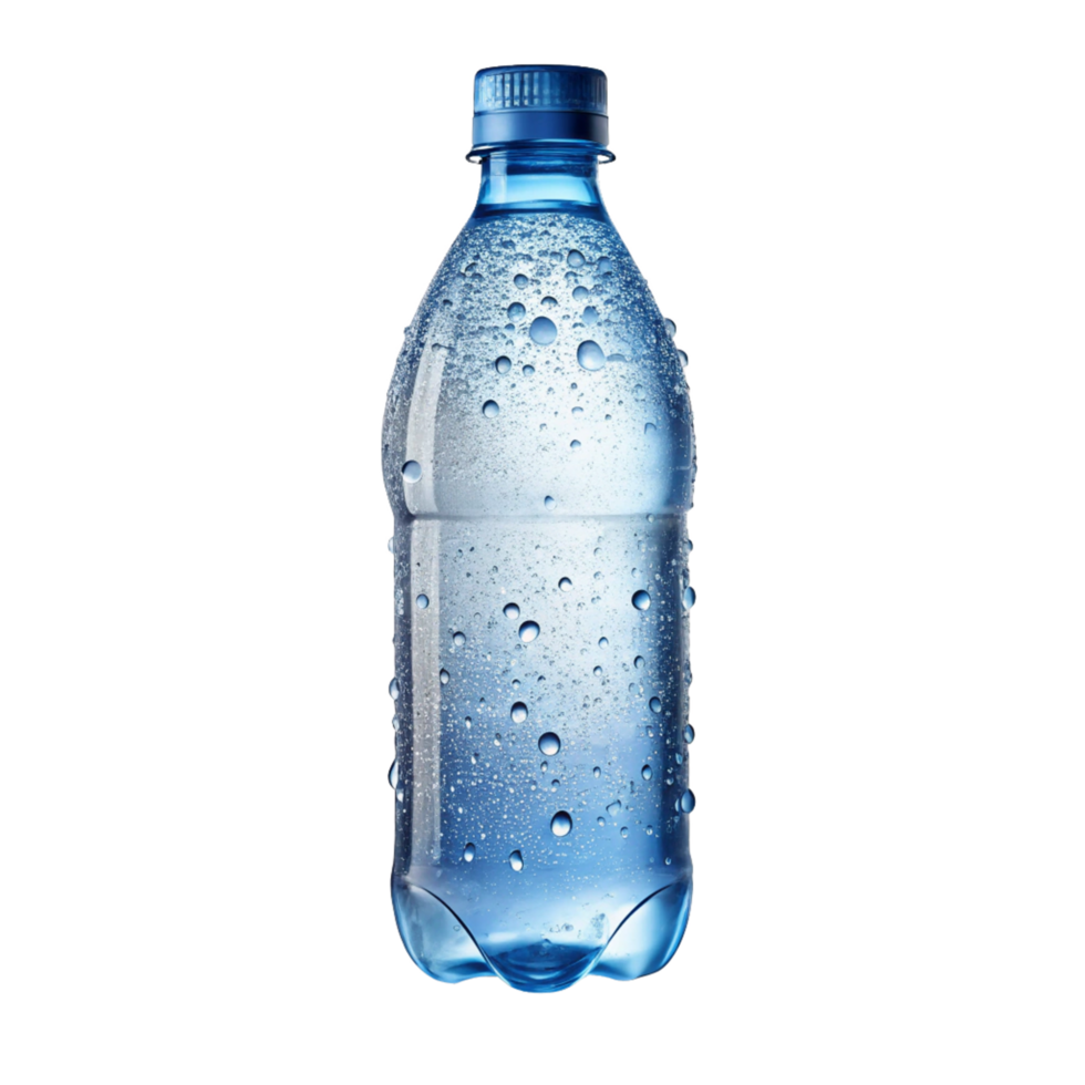 Refreshing mineral water bottle close-up in studio setting high detail focused view realistic photography png