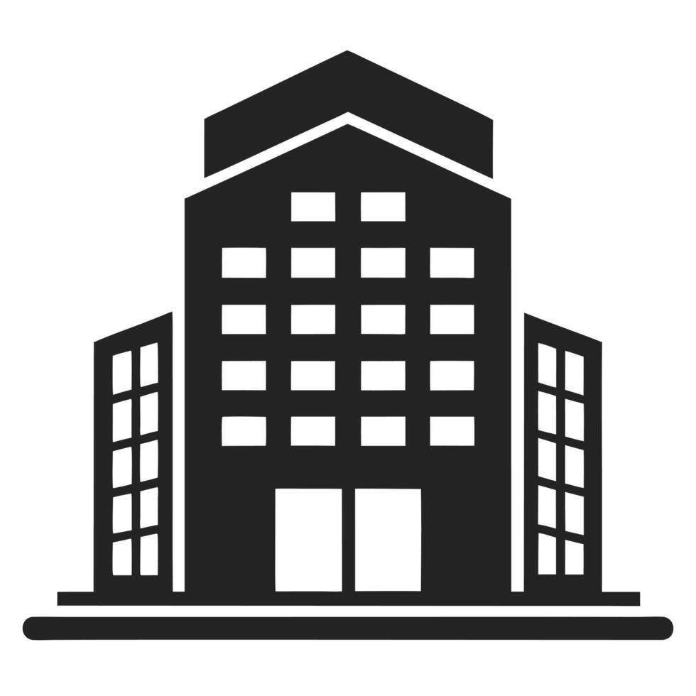 Black And White Building Icon vector