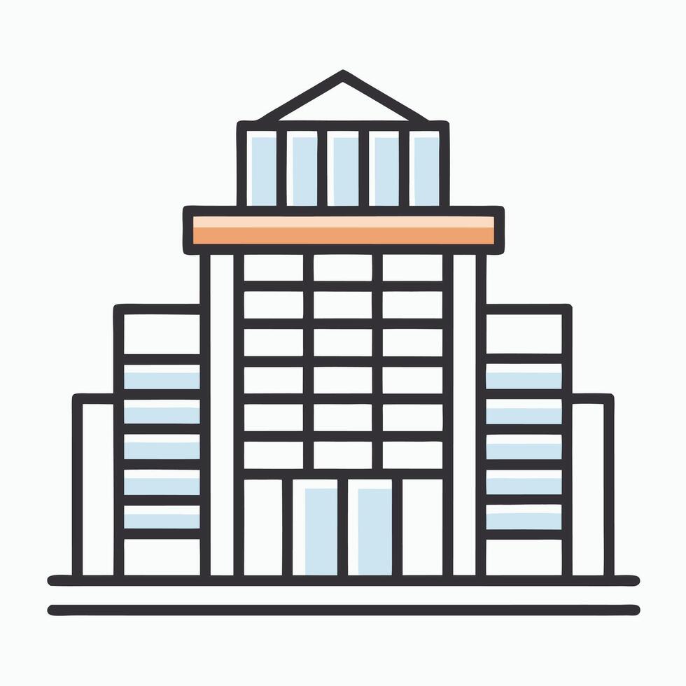 Modern Building Outline Illustration vector