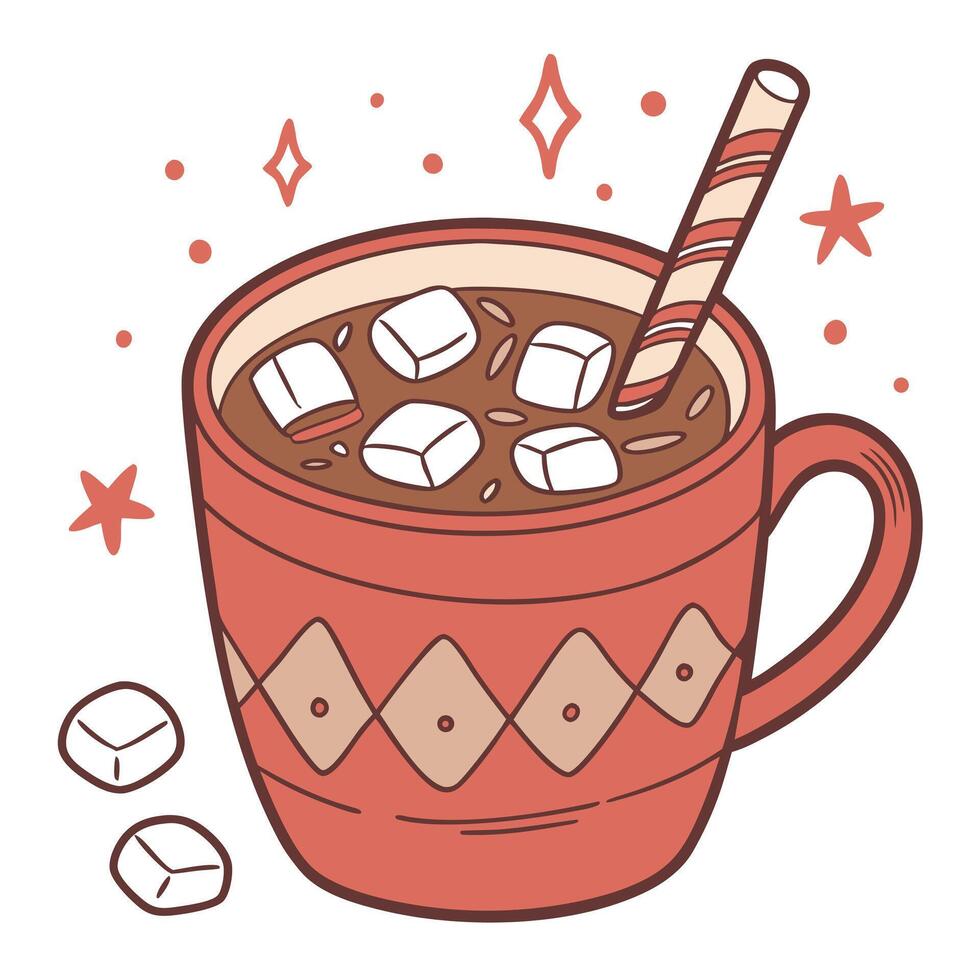 Cute Cocoa With Marshmallows Illustration vector