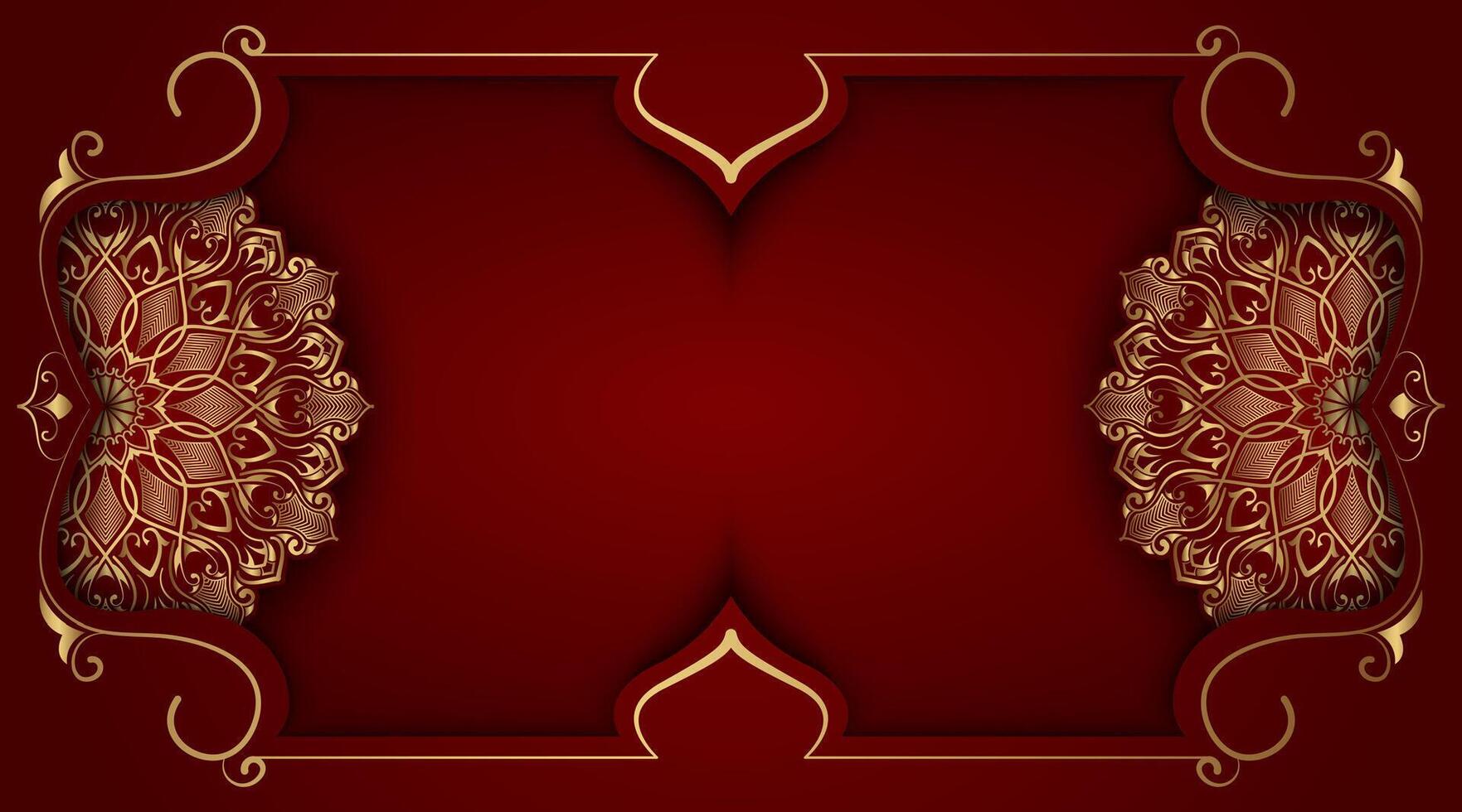 red background luxury gold mandala ornament vector
