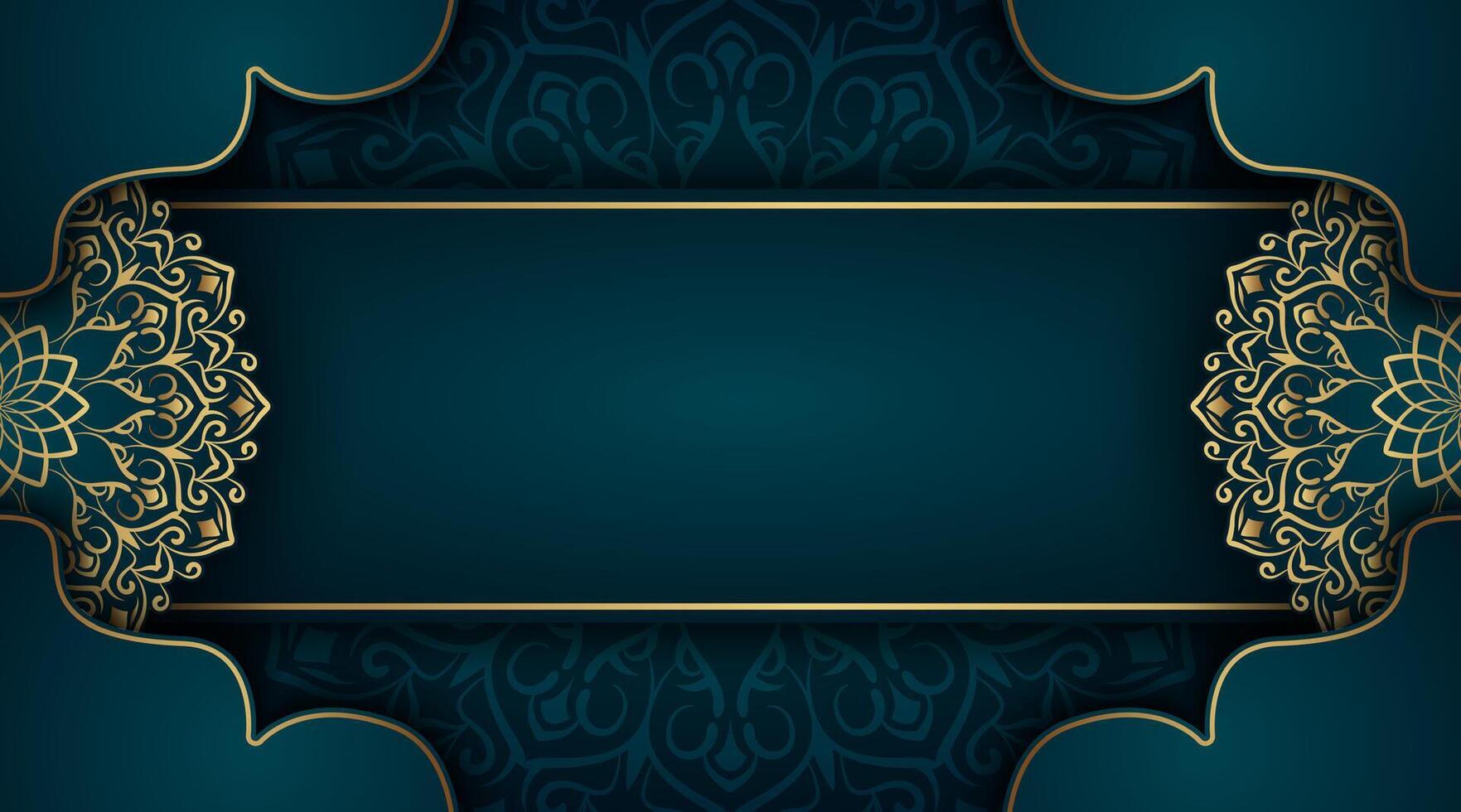 Luxury dark green background with golden mandala ornament vector