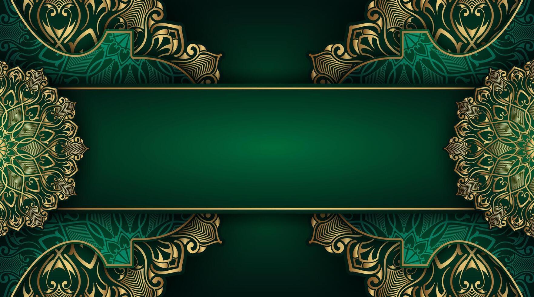 Luxury green background with golden mandala ornamental vector