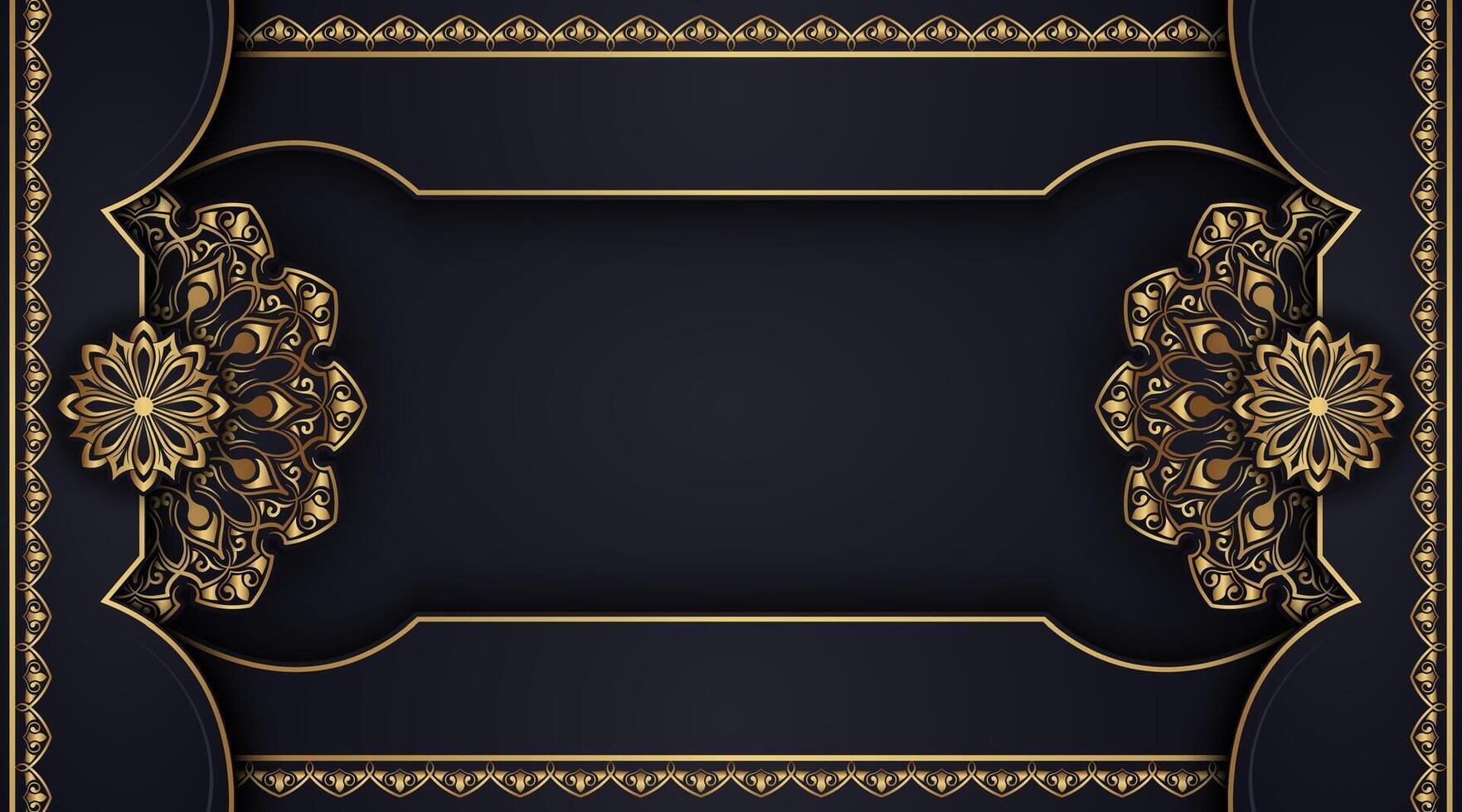 gold ornamental mandala on luxurious black background vector
