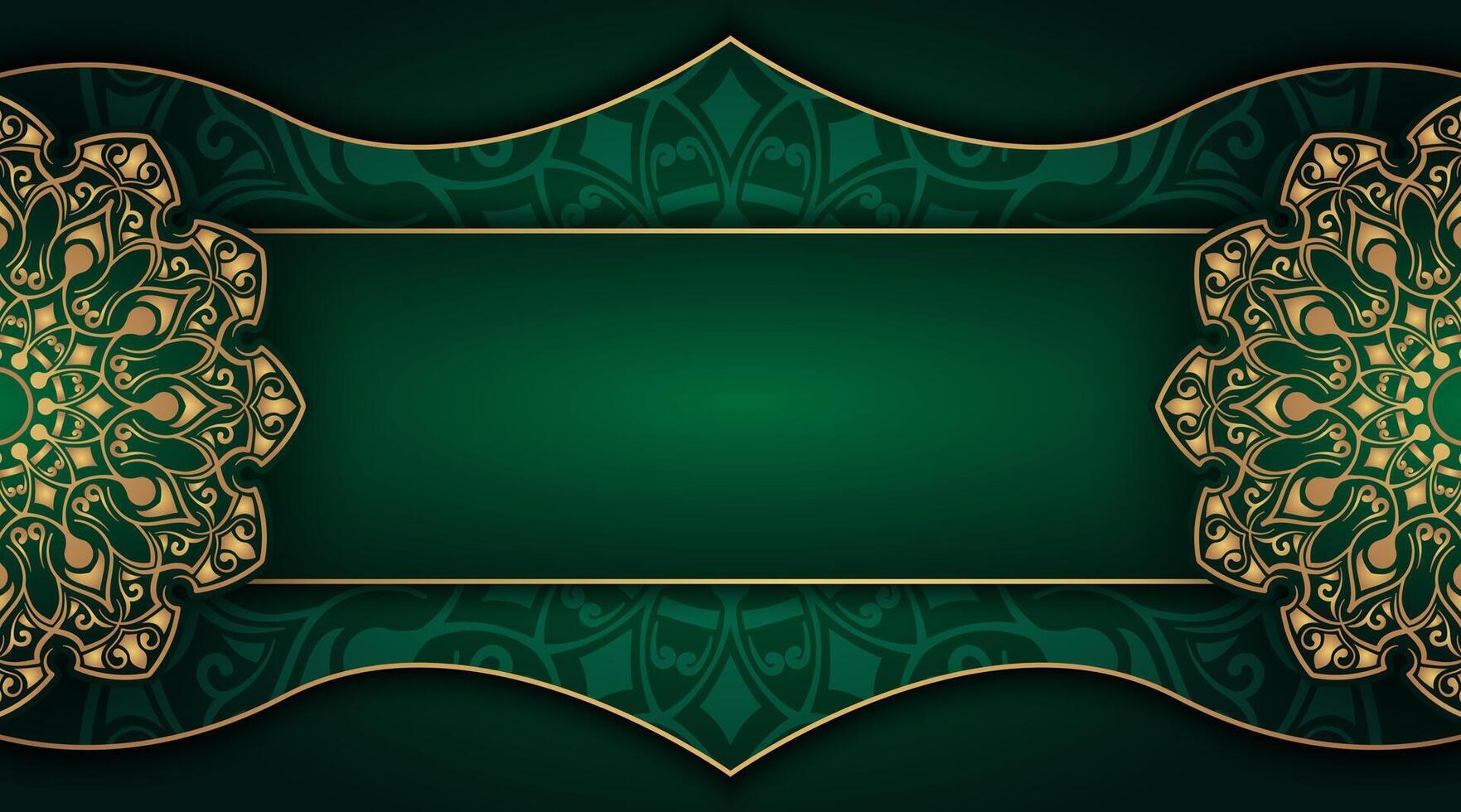 Luxury green background with golden mandala vector