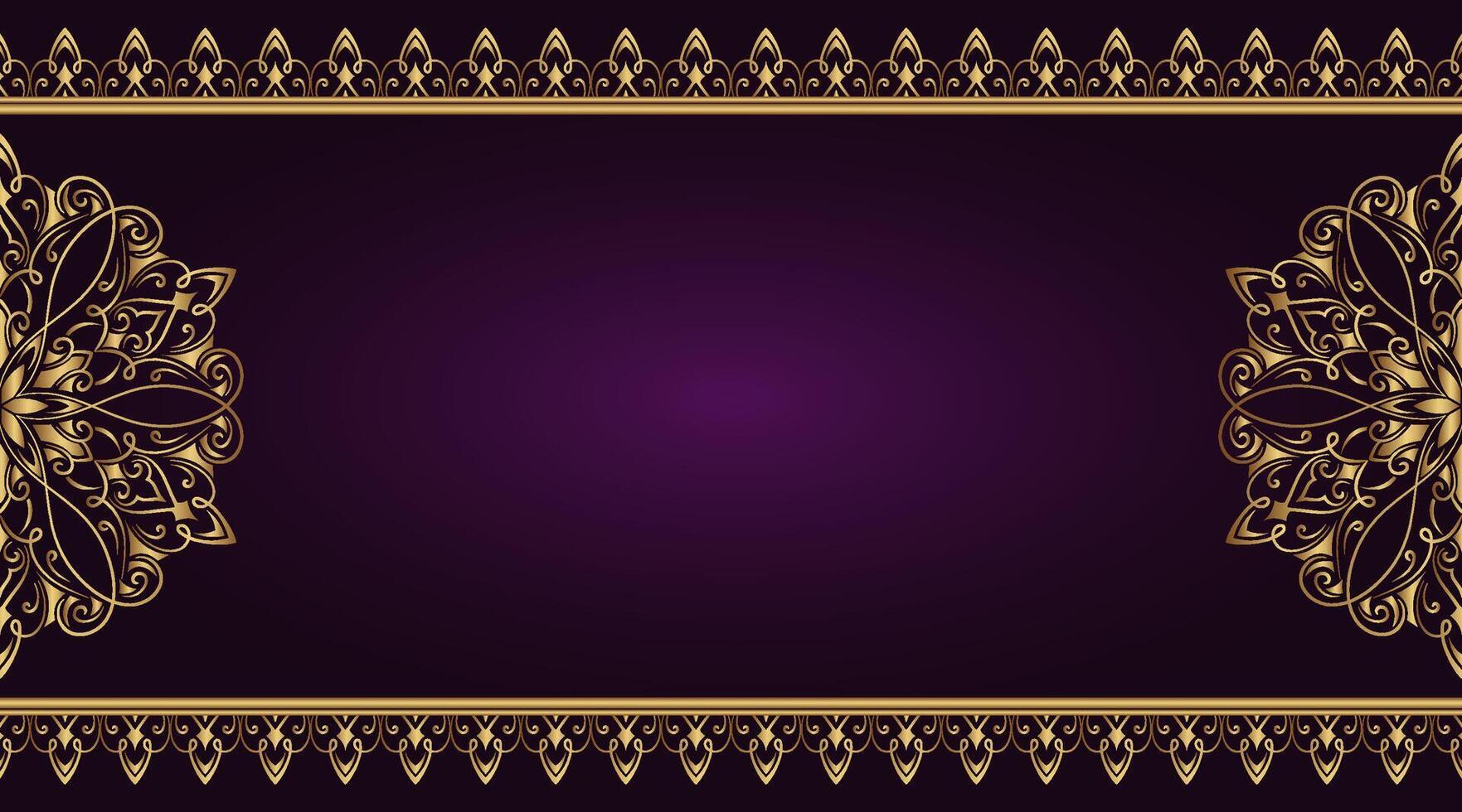 purple ornamental gold mandala background vector
