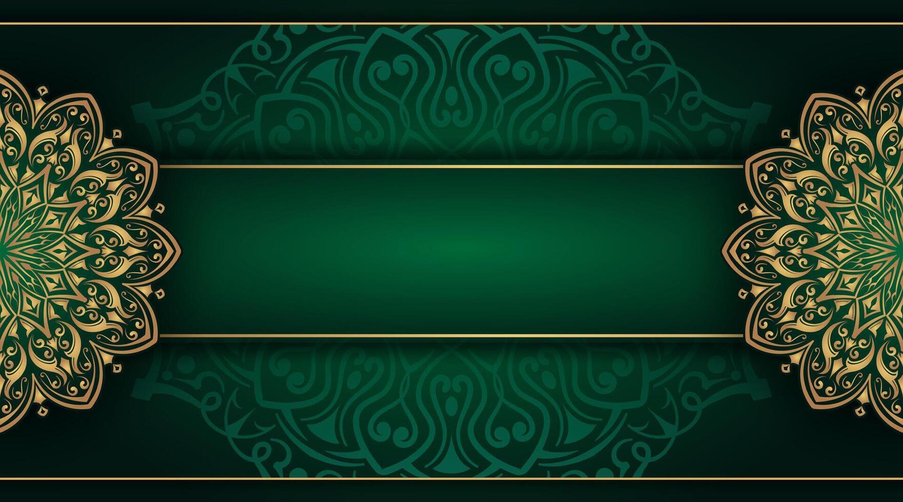 Luxury light green background with golden mandala ornament vector