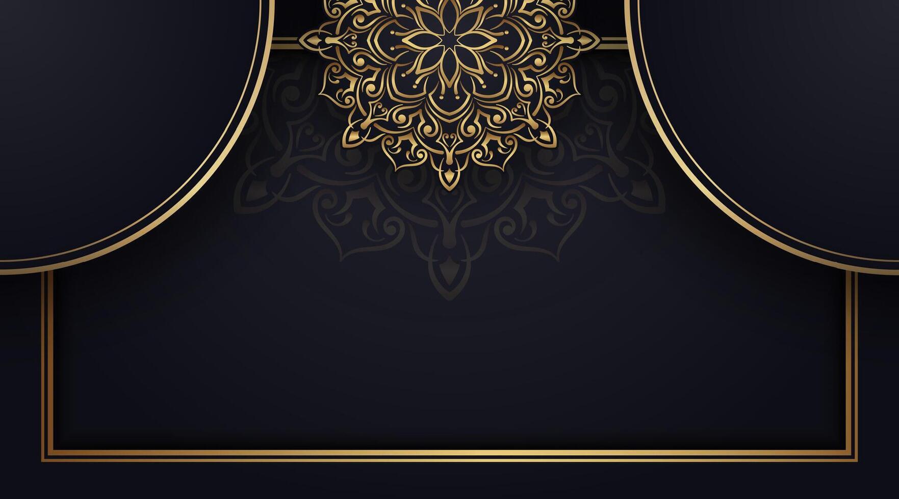 gold ornamental mandala on dark luxurious background vector