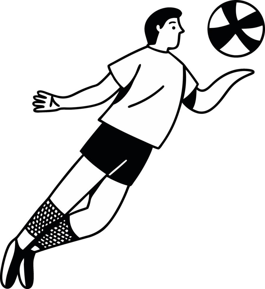 Soccer player jumping to catch the ball clipart vector
