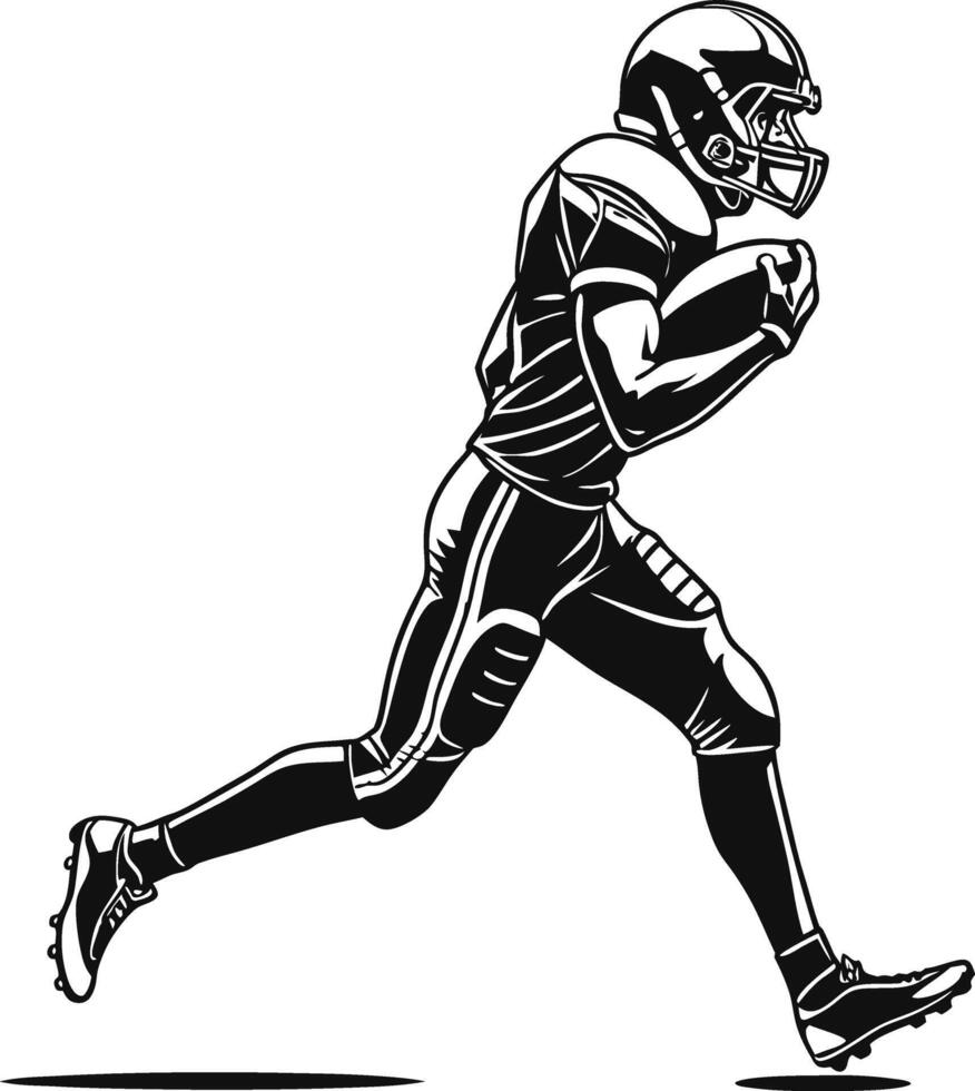 American football player running with ball illustration vector