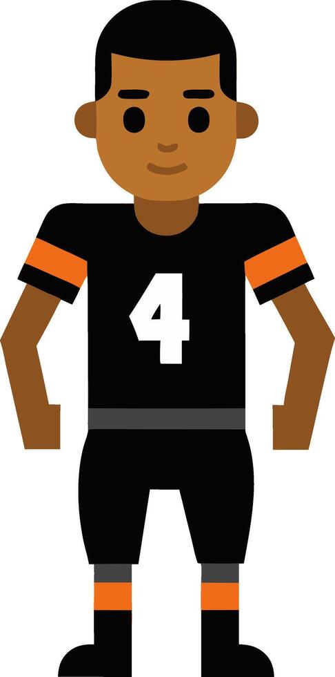 A black football player in a uniform with the number four vector