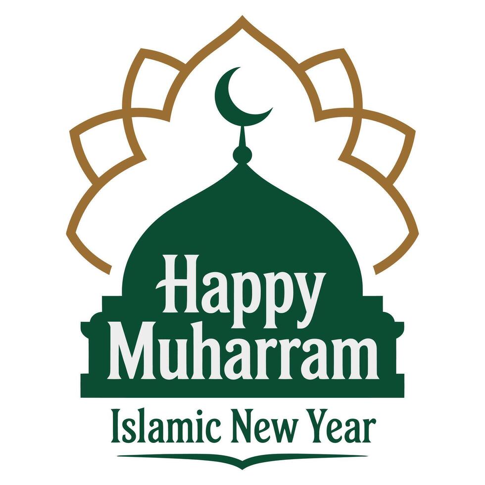 Minimalist Muharram with Crescent Moon. vector