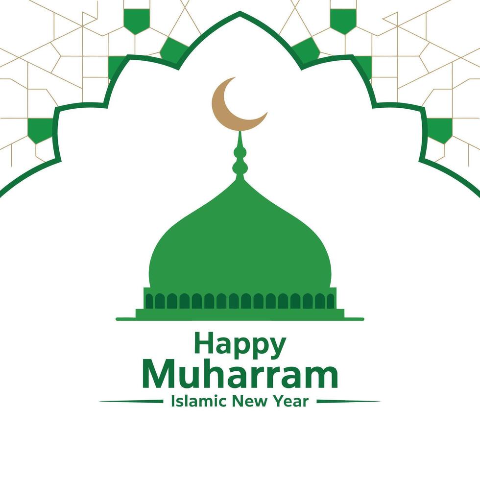 Modern Happy Muharram Design with Mosque Dome. vector