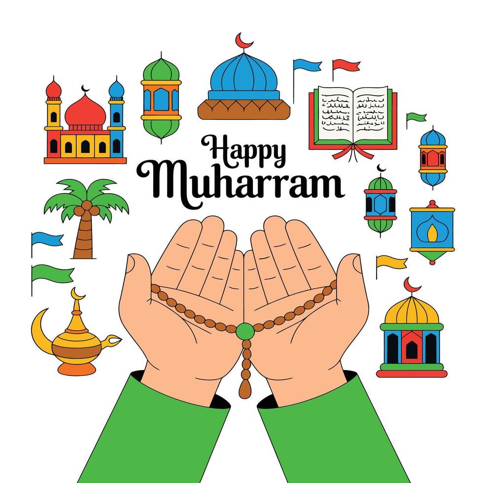 Happy muharram illustration vector