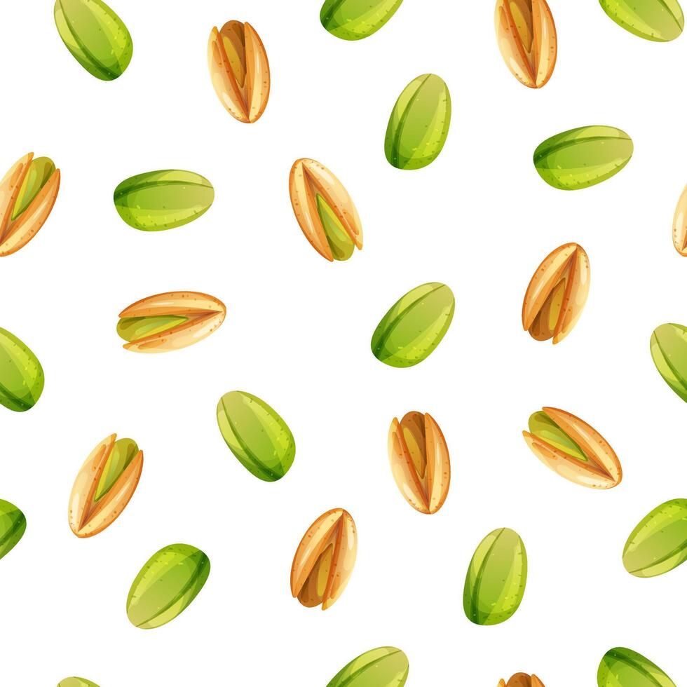 Seamless background with green pistachio nuts vector