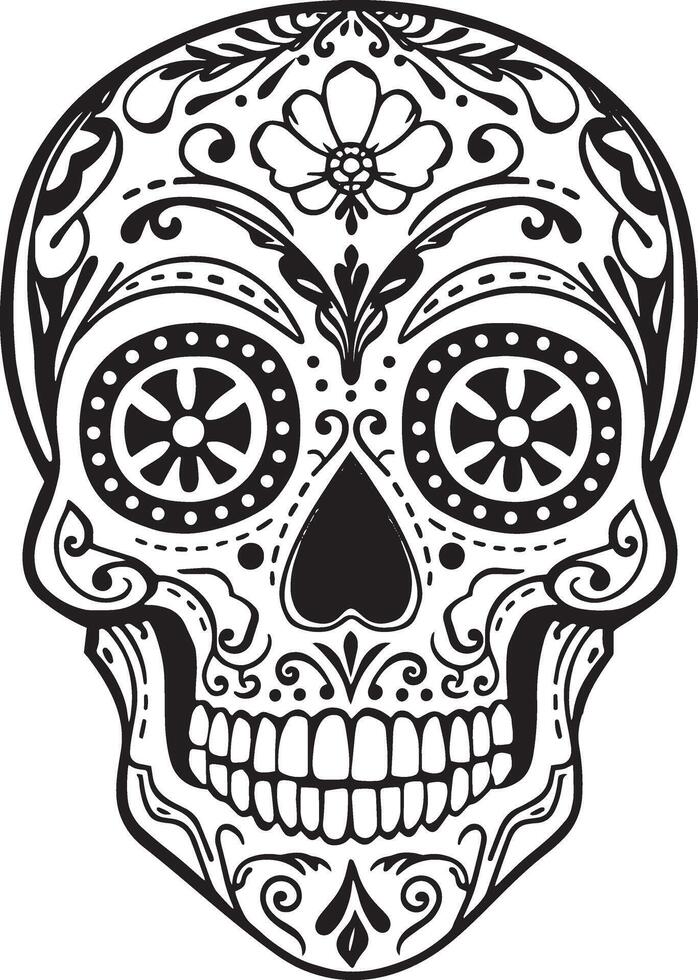 Day of the Dead skull art illustration vector
