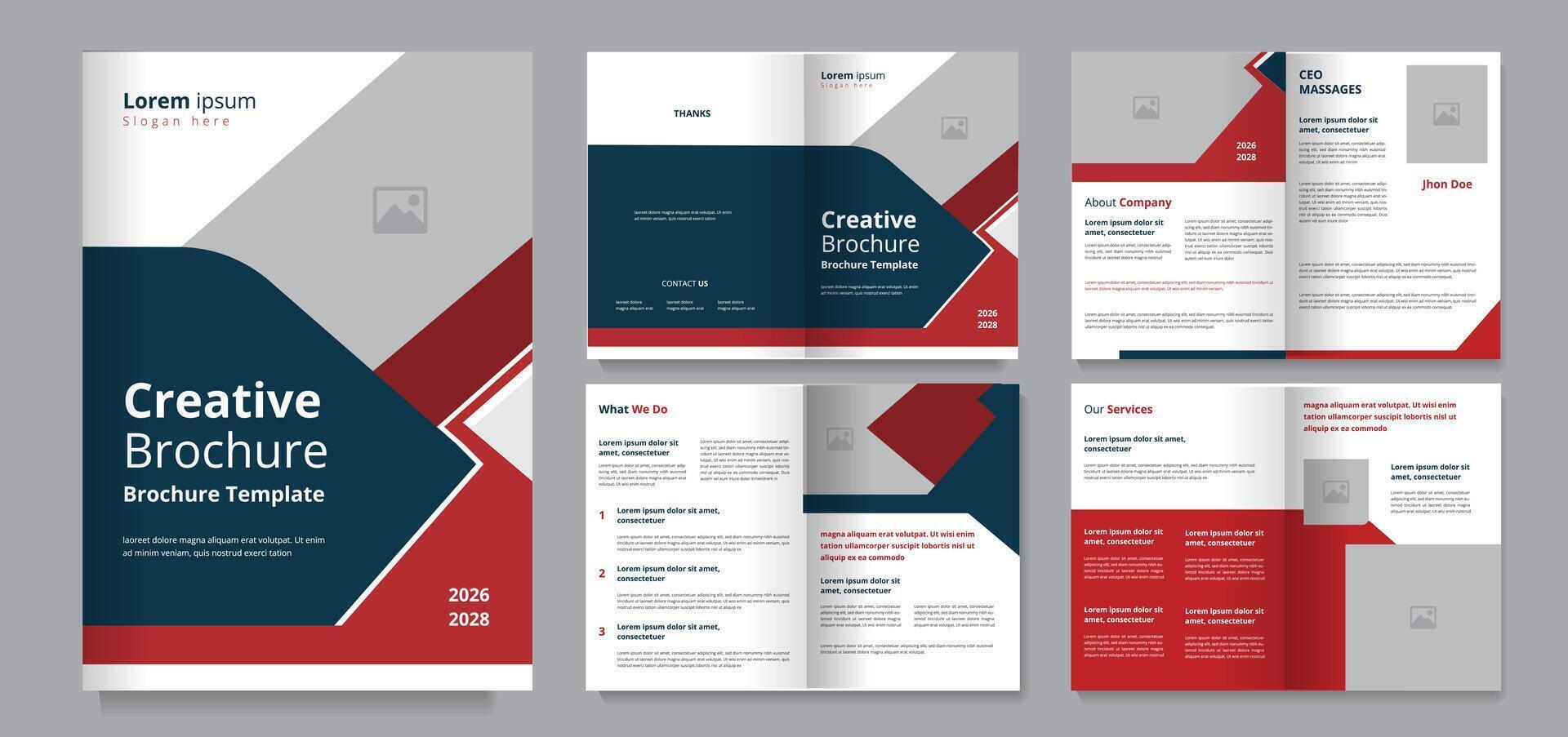 Creative Corporate Brochure Design Template, annual report booklet business proposal layout 8 page design vector