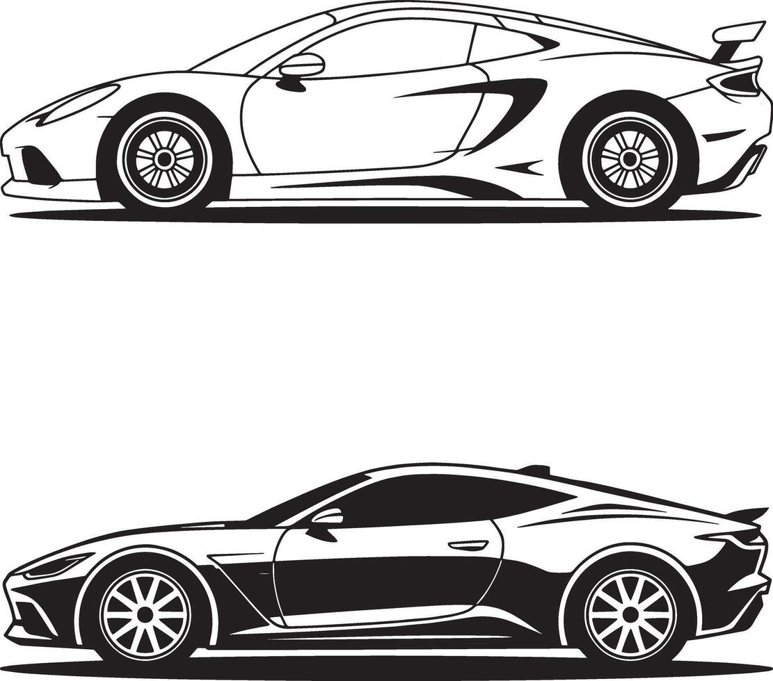 Sport car Silhouettes art illustration and white background vector