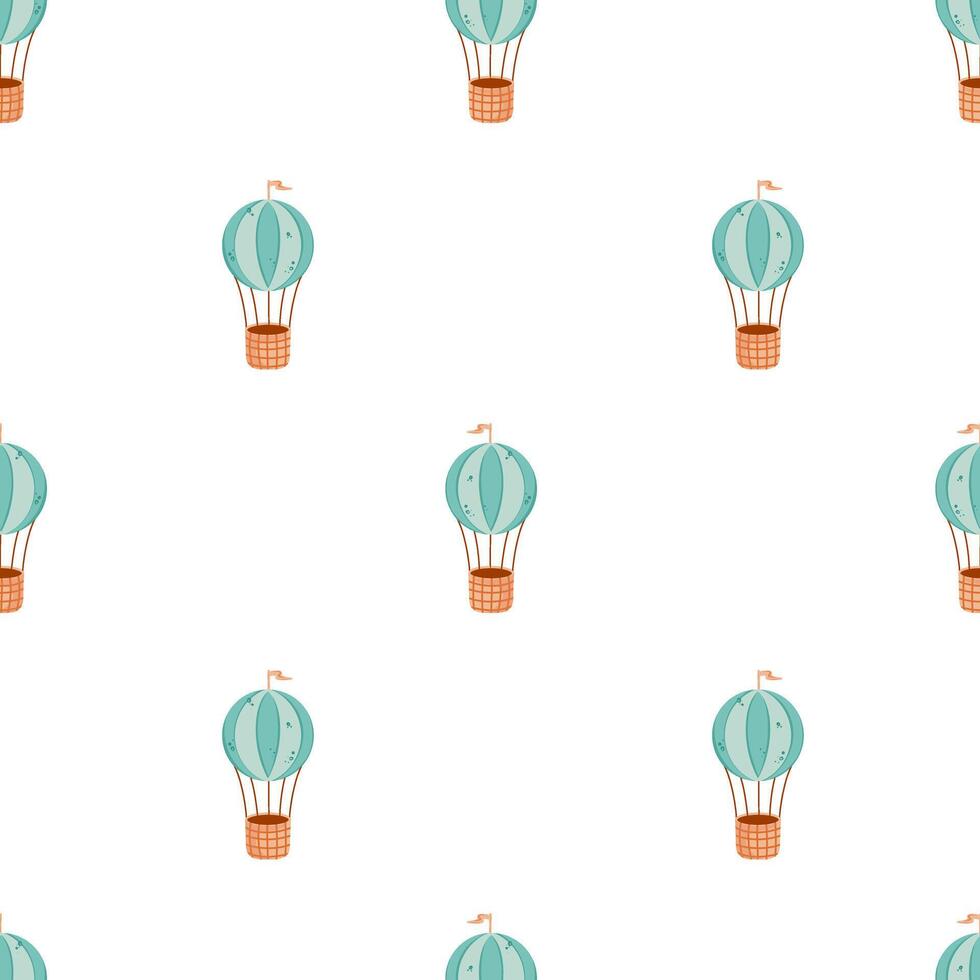Seamless pattern with blue air balloons. Pattern for baby shower decor, nursery print, kids apparel, wrapping paper, fabric, and textile. illustration vector