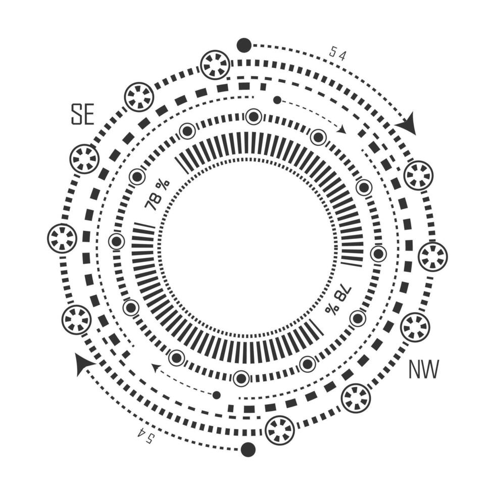 Mechanical scheme .Engineering drawing with circles . vector