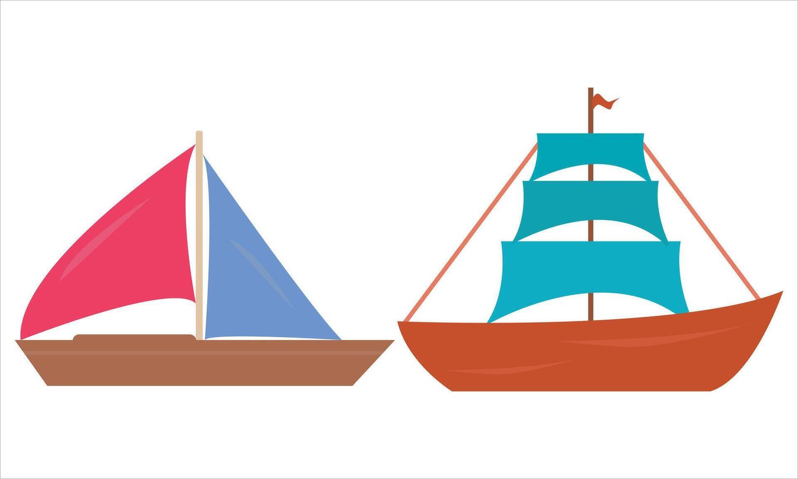 Sailing boat Illustration set vector