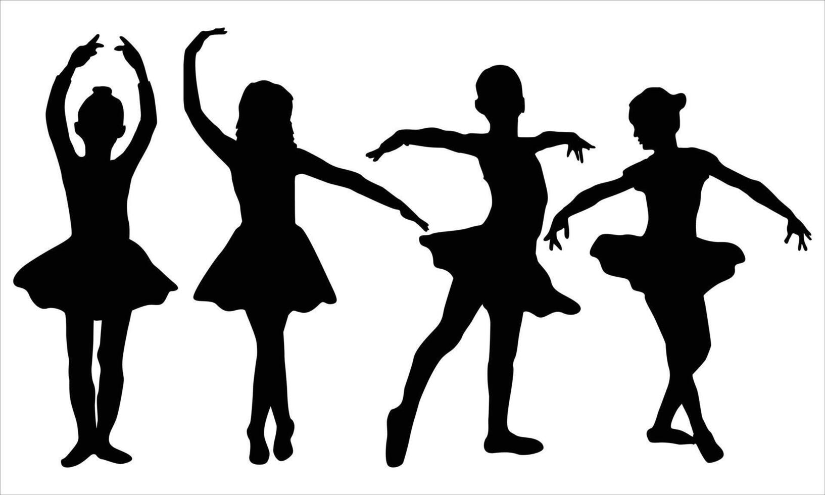 Dancing girl silhouettes set vector