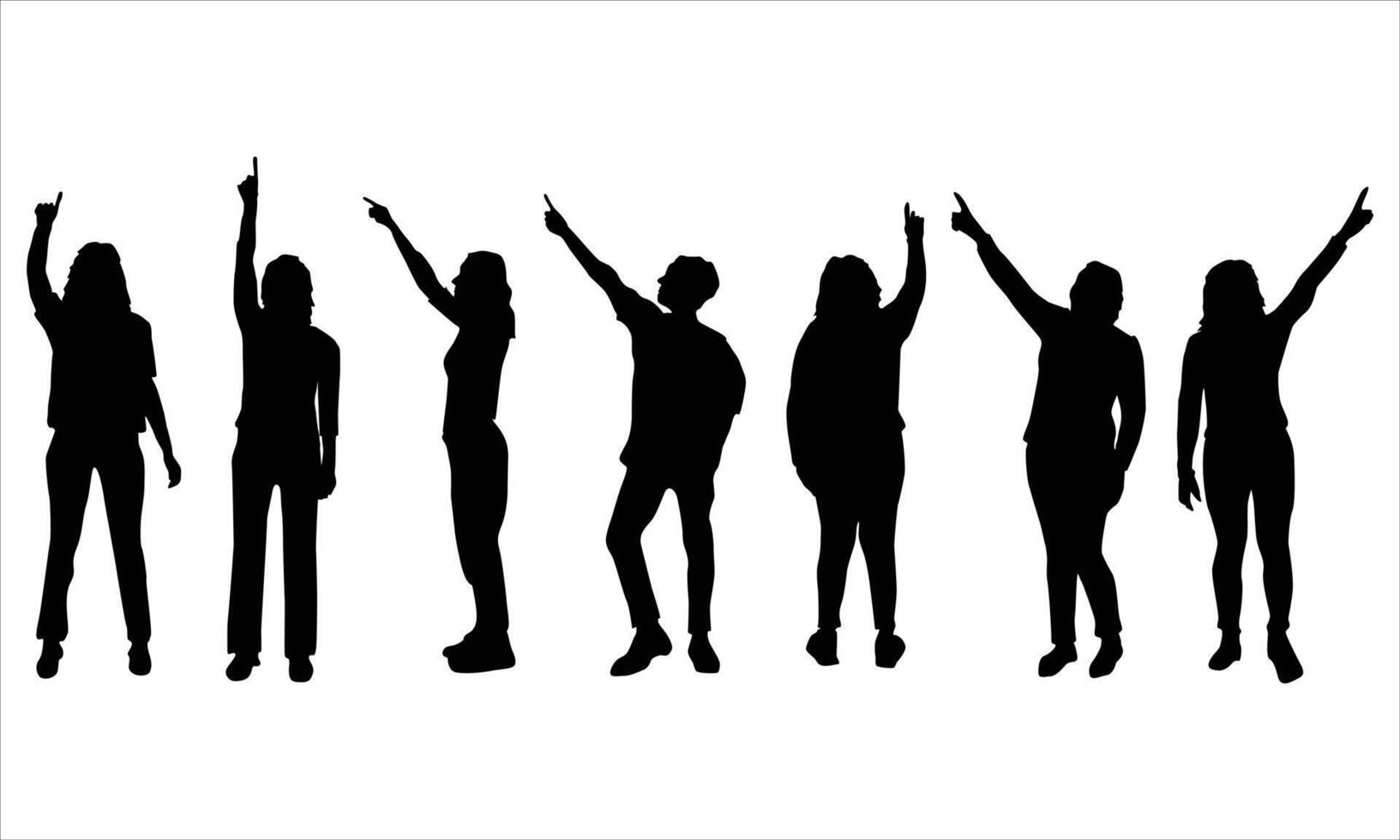 women Pointing Silhouettes vector