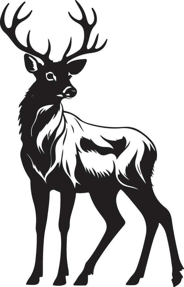 A black and white deer silhouette on a white background vector