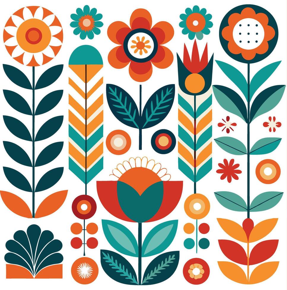 Retro floral pattern illustration vector