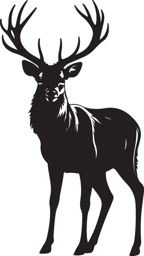 A black and white silhouette of a deer vector