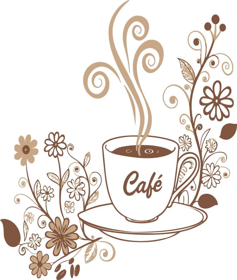Cafe flower t shirt design vector