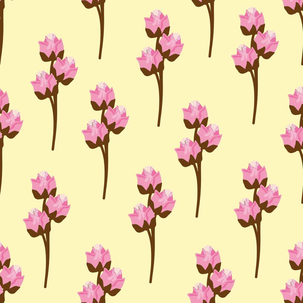 A pattern of pink flowers on a beige background vector