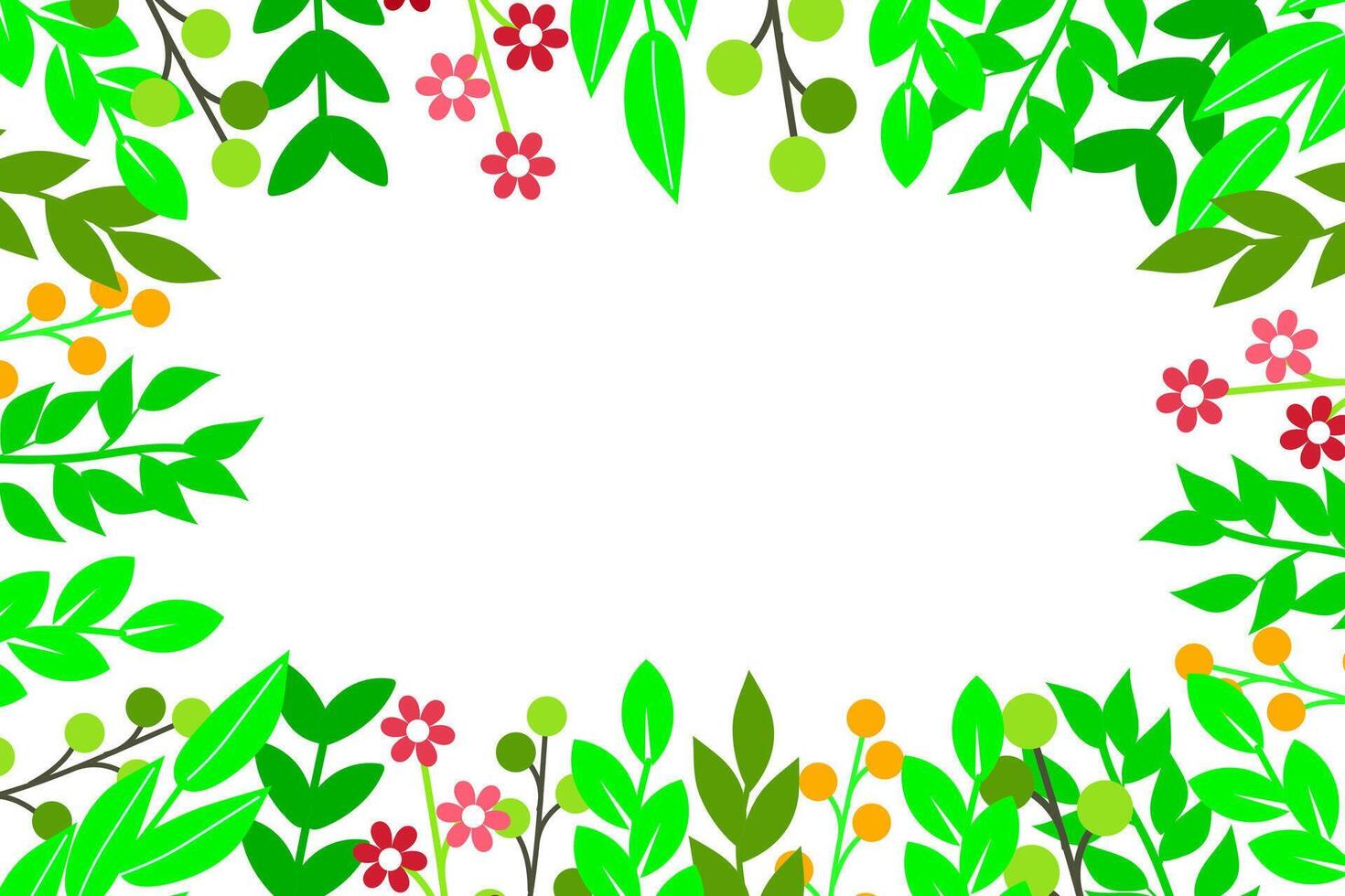 Bright summer background of leaves and flowers vector