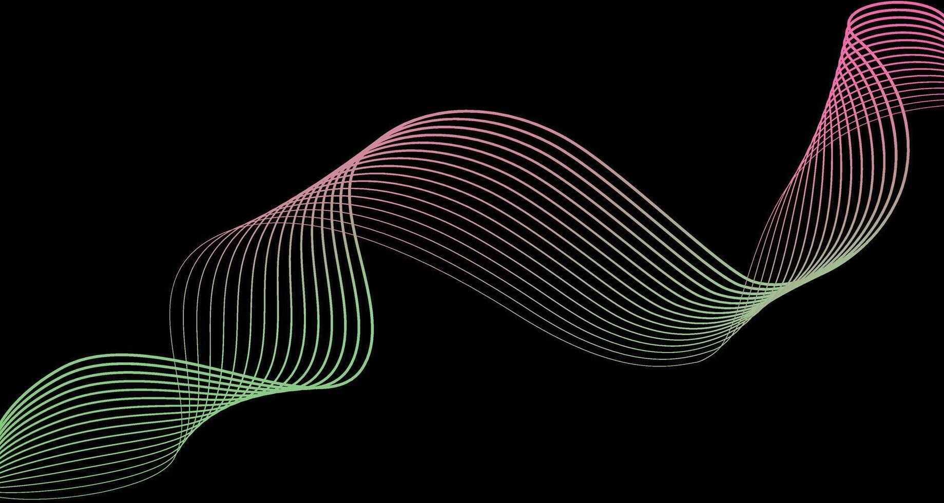 Futuristic geometric abstract shapes neon halftone wavy lines . of gradient curved stripes on black background. Modern design for equalizer, audio recording, digital art. vector