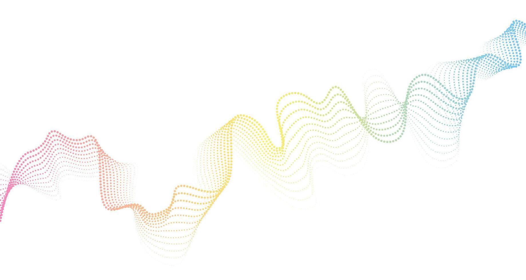 Futuristic geometric abstract shapes neon halftones pulsating wavy lines and dots. Gradient sound wave. Modern design for equalizer, audio recording, voice assistant. vector