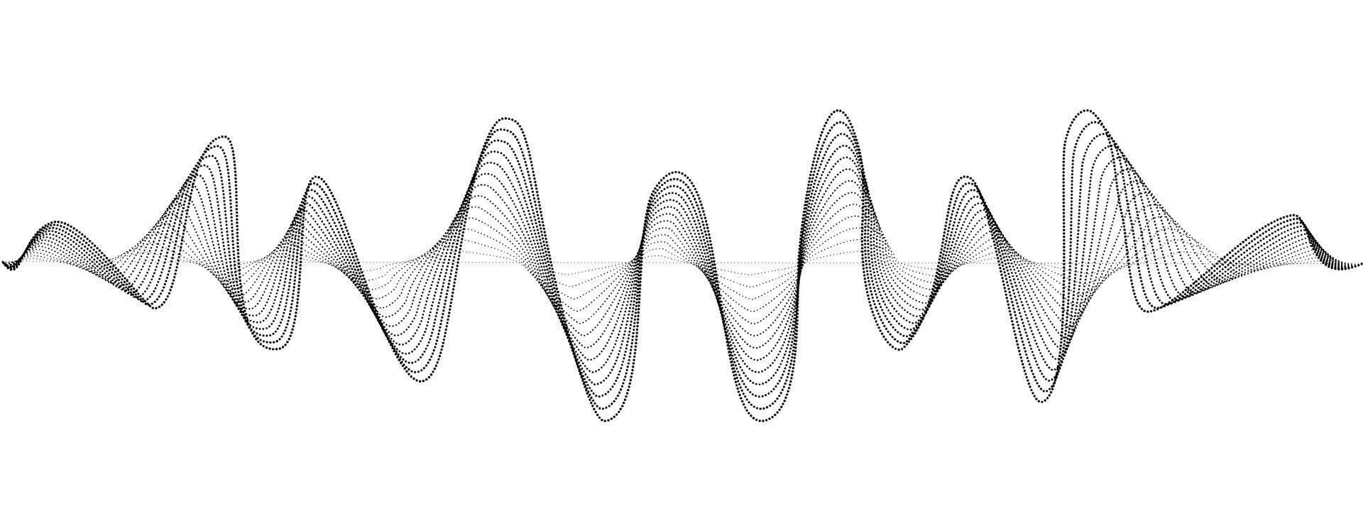 Abstract undulating dots lines of sound wave . Dynamic pulsating wave Music concept, digital music frequency symbols. illustration. vector