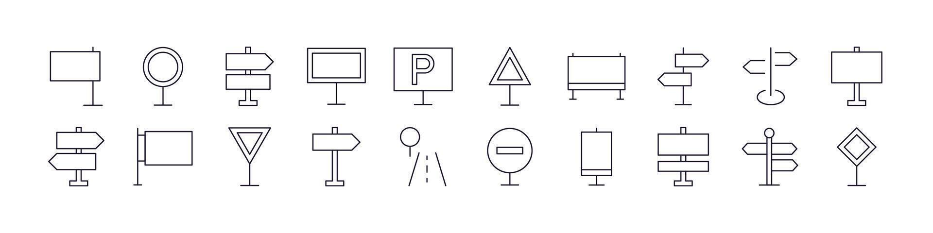 Road Sign Related Icon Set. Editable Stroke. Perfect for Web Sites, Books, Cards, Apps vector
