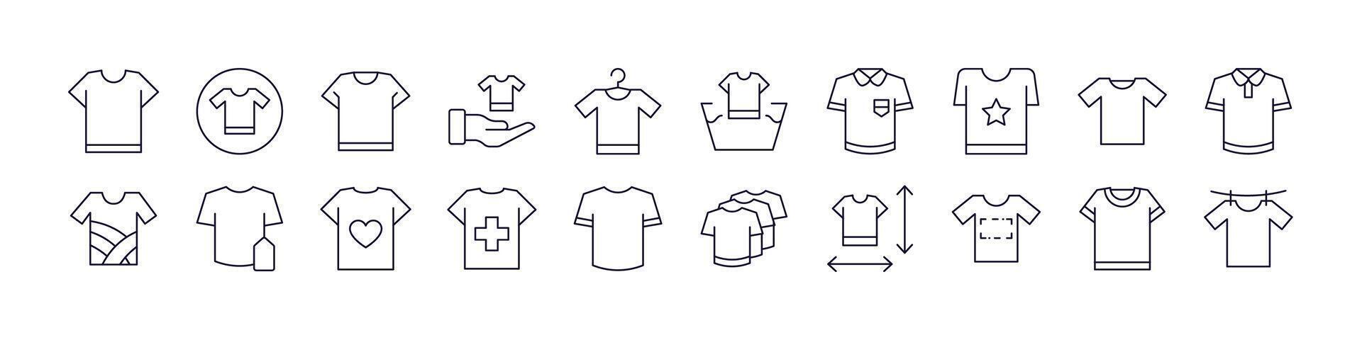 T Shirts Related Icon Set. Editable Stroke. Perfect for Web Sites, Books, Cards, Apps vector
