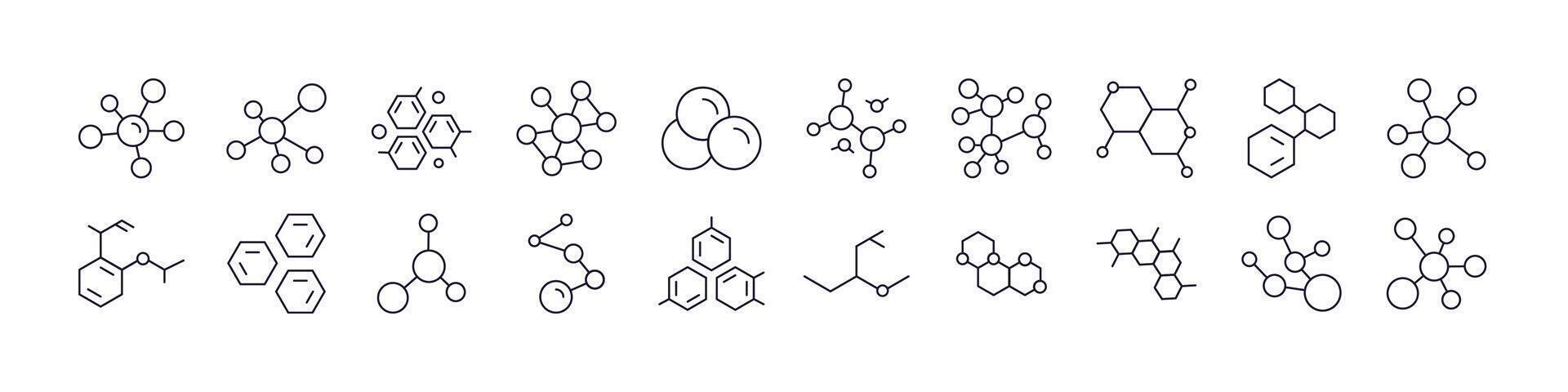 Atom Bundle of Thin Icons. Editable Stroke. Perfect for Web Sites, Books, Cards, Apps vector