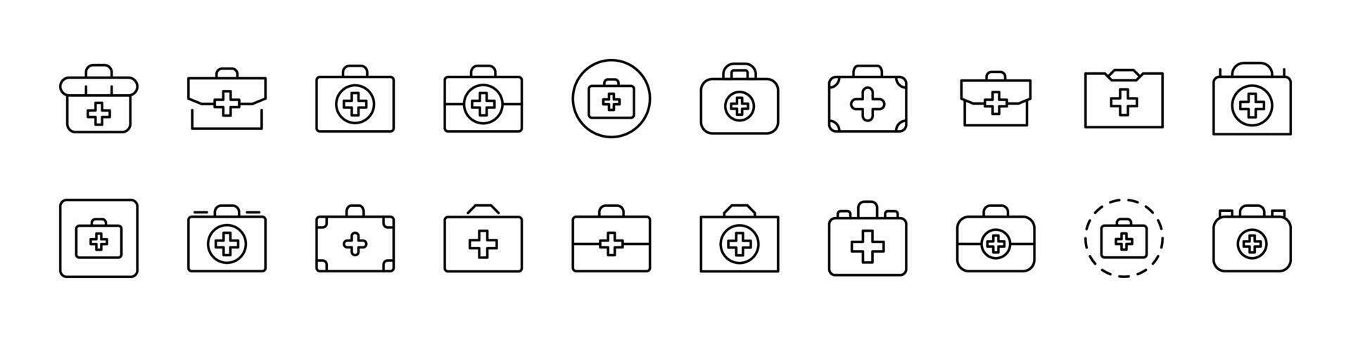 Medical Suitcase Bundle of Thin Icons. Editable Stroke. Perfect for Web Sites, Books, Cards, Apps vector
