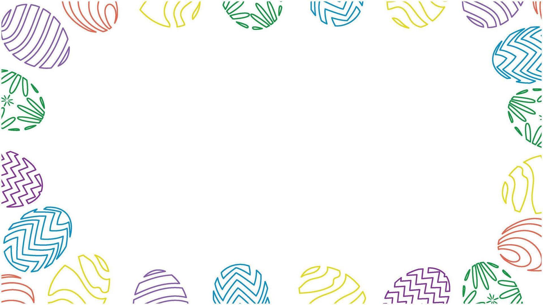 Happy easter day. Vibrant easter eggs frame with a clean white backdrop and artistic patterns vector