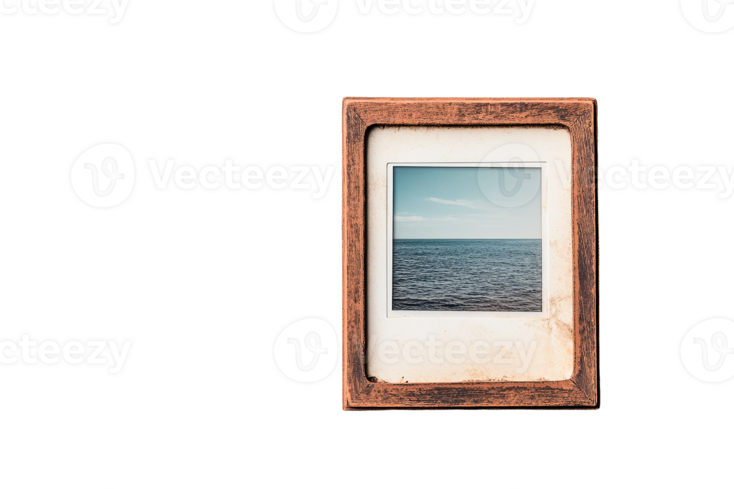 Nostalgic sea view framed, isolated, background, framed scene, cut out transparent png