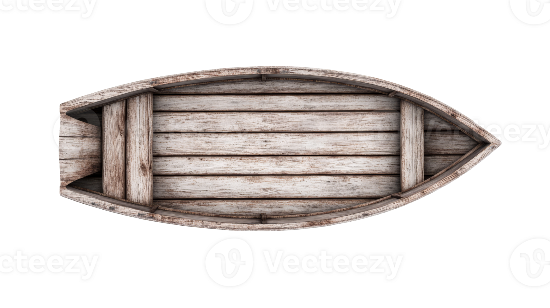 Wooden boat with rustic design on transparent background png