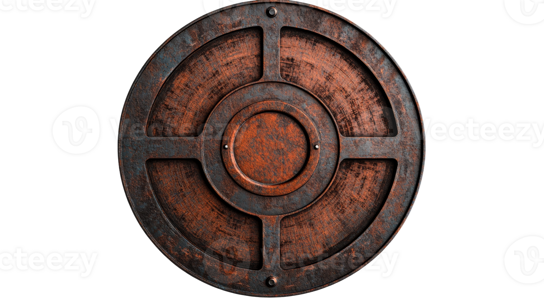 Steampunk Rusty Metal Disk, Gear Element with Bolts, Rivets, cut out transparent png