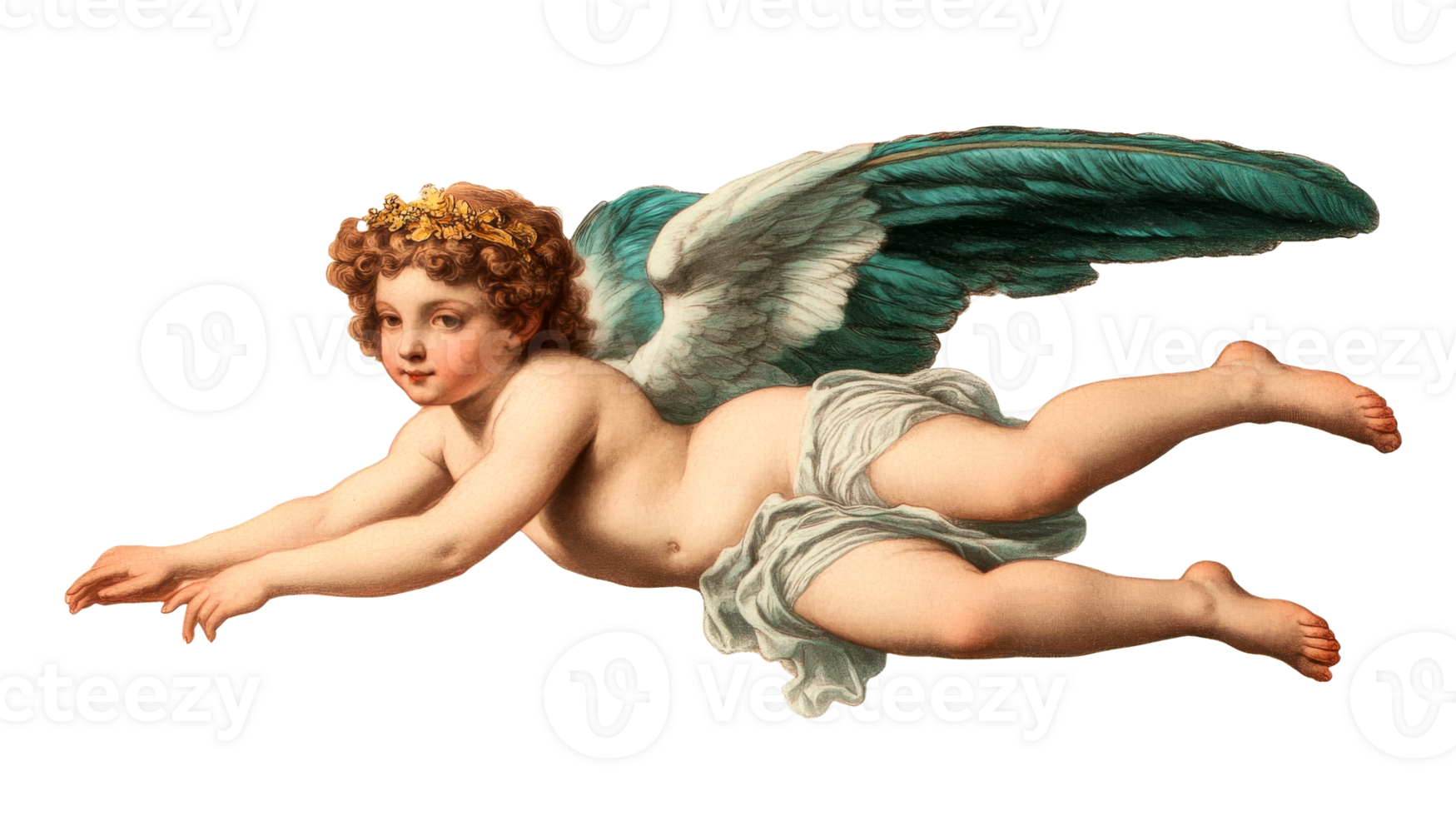 Angelic Child Leaping in Artistic Representation, cut out transparent png