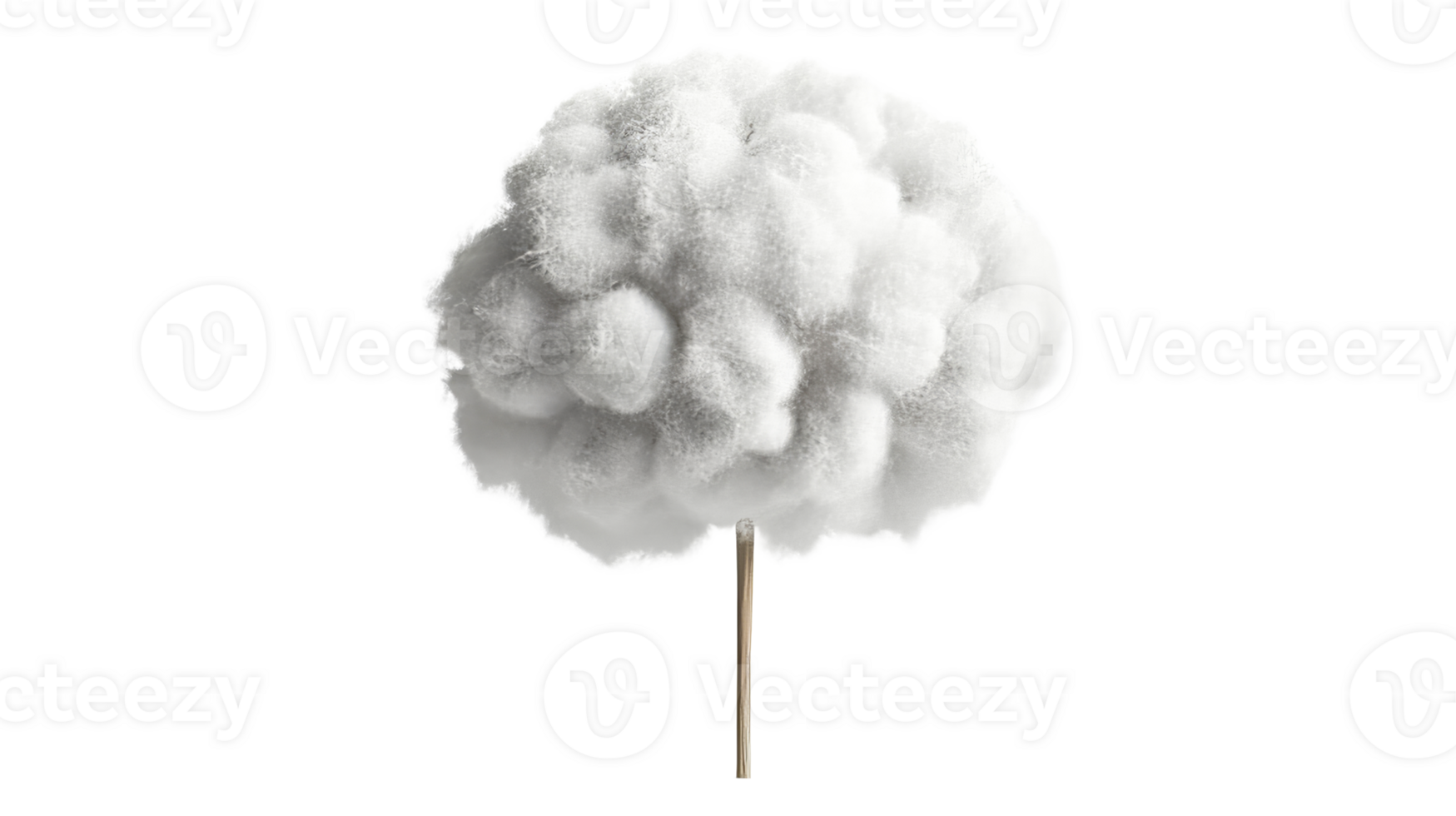Cotton candy treat spun on a stick, delicious cloudlike texture, cut out transparent png