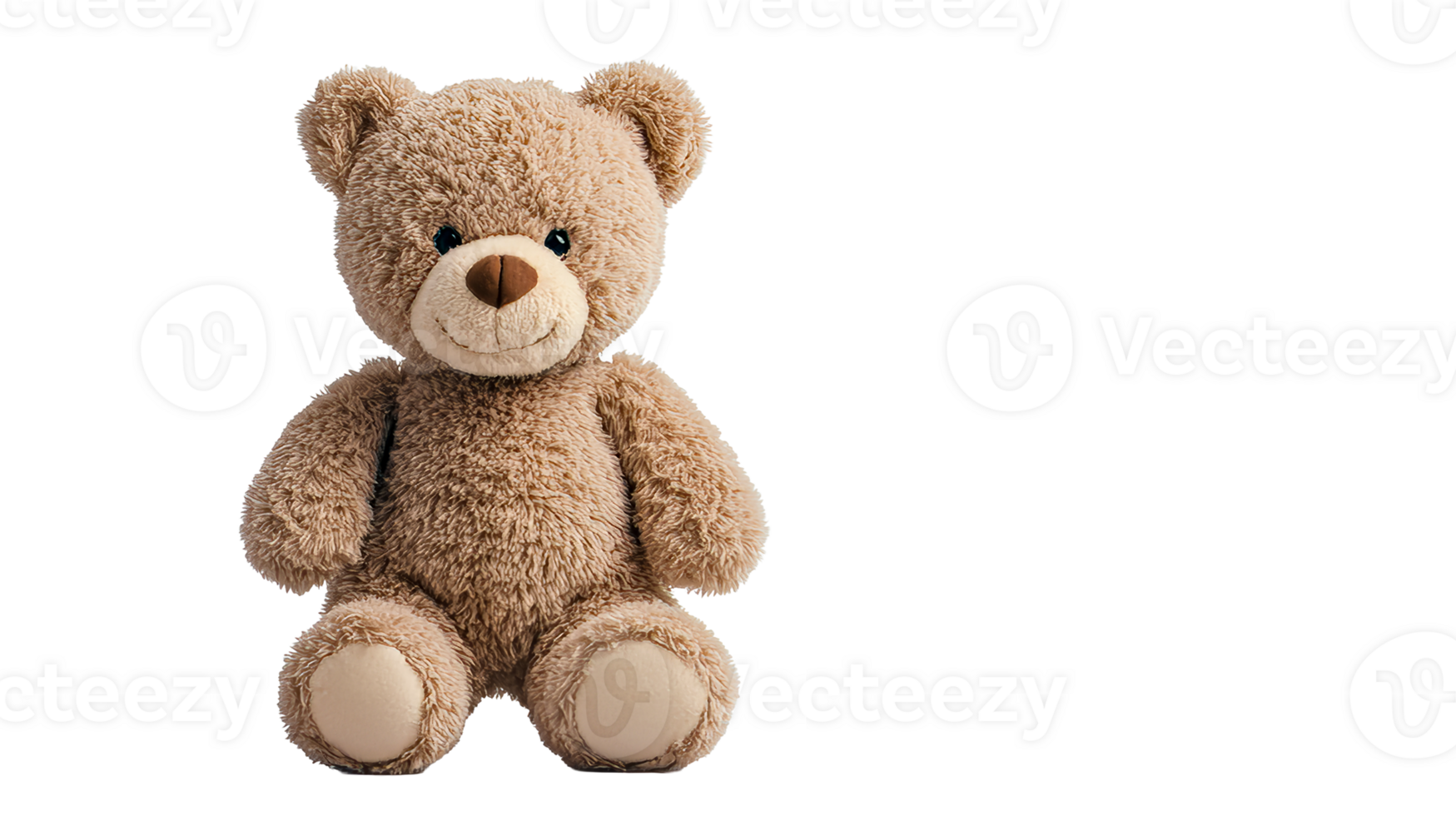 Cute fluffy teddy bear sitting sweetly, plush toy, friendly, cut out transparent png