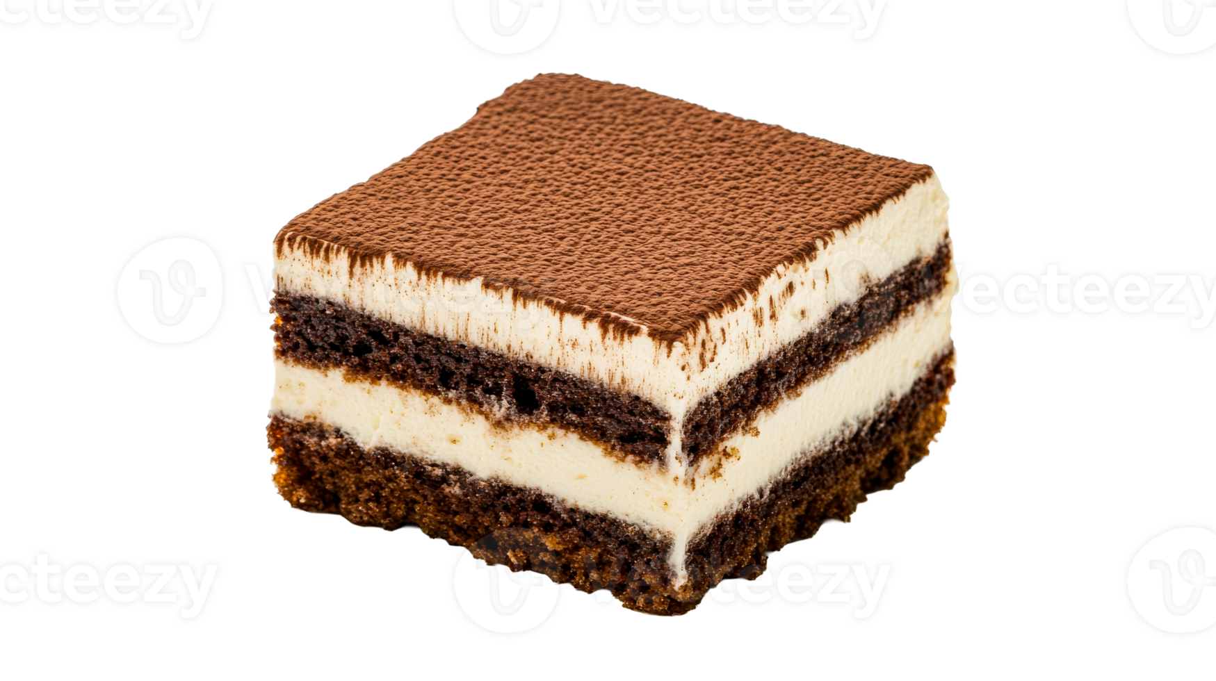 Delicious Tiramisu Cake Slice with Cocoa Powder, cut out transparent png