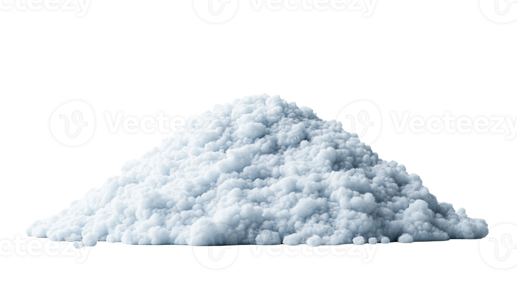 Pile of white granulated powder material, isolated, cut out transparent png