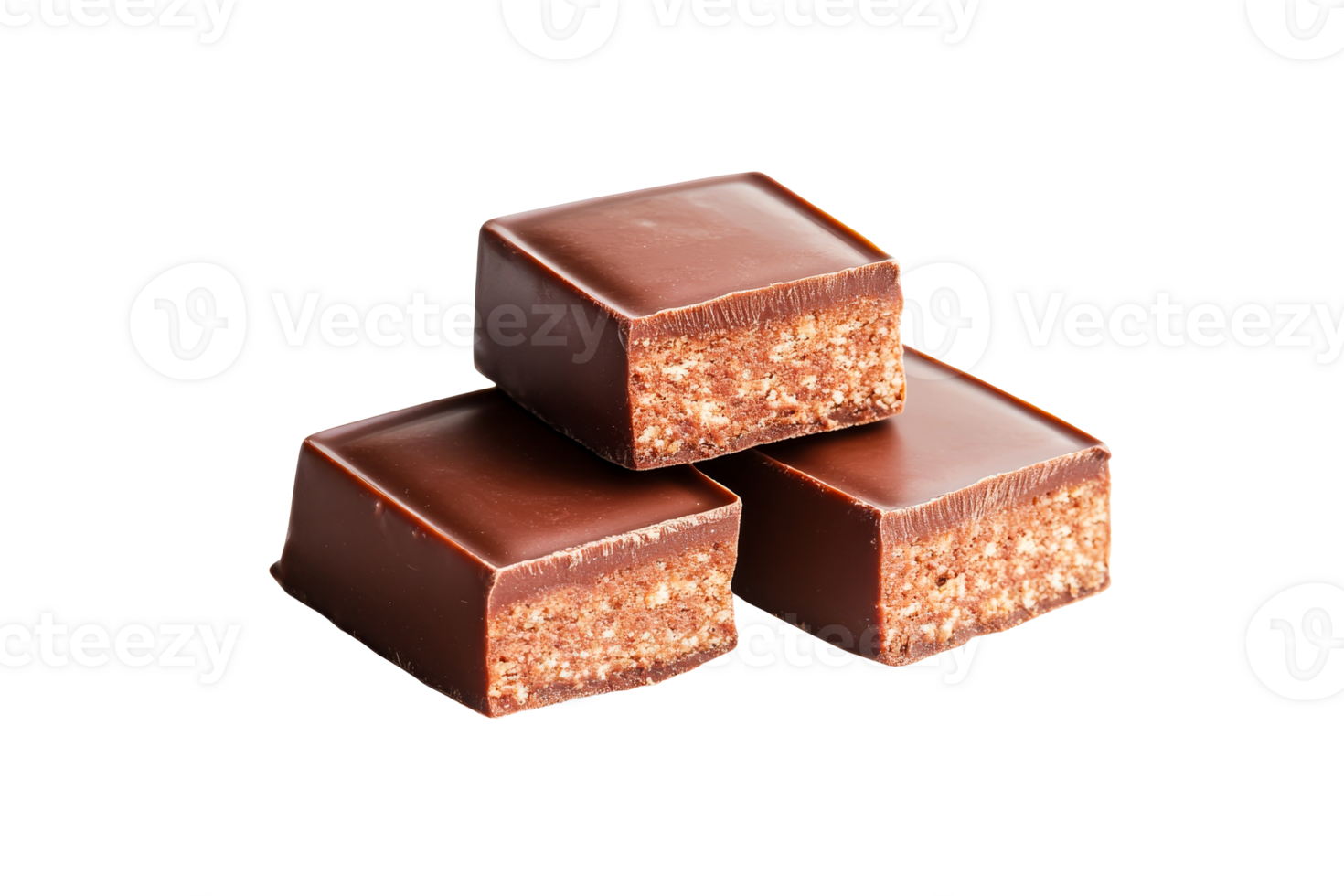 Brown nougat candy stack close up, cut out transparent png